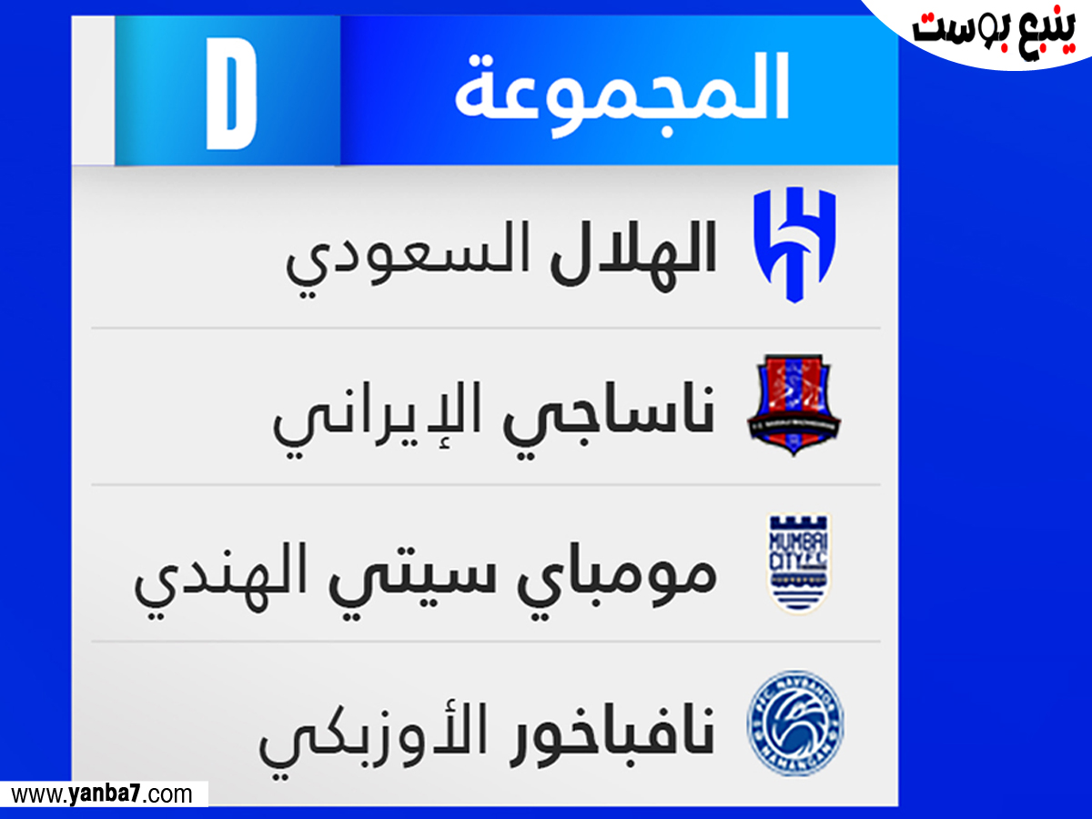 مجموعة نادي "الهلال" السعودي في دوري أبطال آسيا 2023/2024